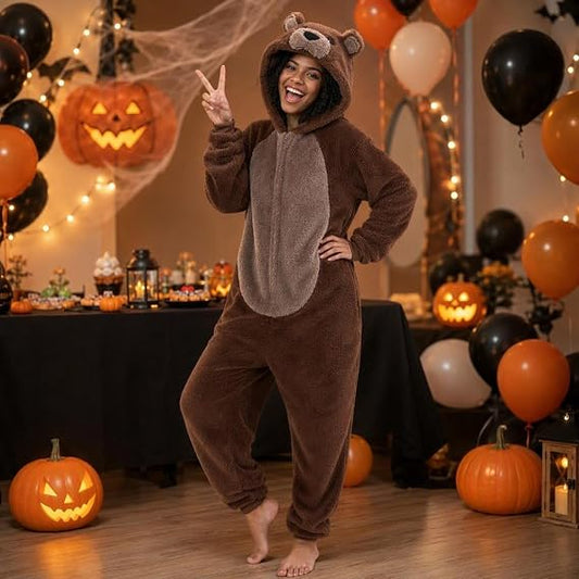 Plush Bear Onesie Costume – Hooded Animal Pajama Suit