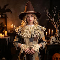 Spooky Scarecrow Costume – Patchwork Overalls & Straw Hat