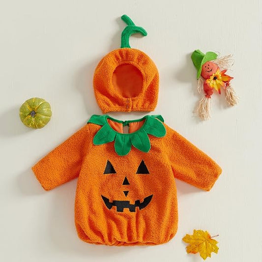 Baby Little Pumpkin Romper Costume – Plush with Hat