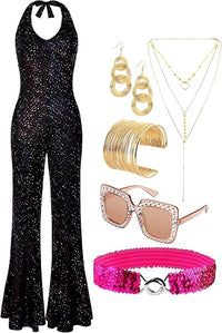 Retro Disco Dancer Costume – Sequin Jumpsuit & Headband