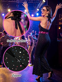 Retro Disco Dancer Costume – Sequin Jumpsuit & Headband