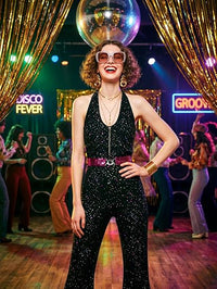Retro Disco Dancer Costume – Sequin Jumpsuit & Headband
